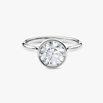 18K Solid Gold 1.00 CT Round Cut Lab Grown Diamond Bezel Engagement Ring - Side View | Riyanika Jewels