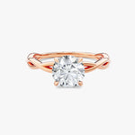 18K Solid Gold 1.00 CT Round Cut Twisted Solitaire Lab Grown Diamond Engagement Ring - Side View | Riyanika Jewels