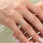 18K Solid Gold 1.00 CT Oval Cut Natural Diamond Cluster Accent Engagement Ring - View 6 | Riyanika Jewels