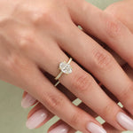 18K Solid Gold 1.00 CT Oval Cut Lab Grown Diamond Hidden Halo Engagement Ring with Sidestones - View 6 | Riyanika Jewels