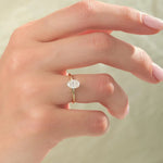 14K 1ct Natural Diamond Oval Cut Solitaire Engagement Ring