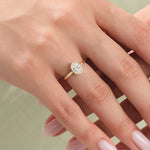 18K Solid Gold 1.00 CT Oval Cut Natural Diamond Bezel Engagement Ring - Close Up | Riyanika Jewels
