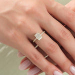 14K 1ct Lab Grown Diamond Radiant Cut Side Stone Engagement Ring