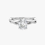 14K 1ct Lab Grown Diamond Oval Cut Side Stone Engagement Ring
