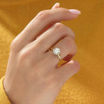 18K Solid Gold 1.00 CT Round Cut Lab Grown Diamond Solitaire Engagement Ring - Alternate Angle | Riyanika Jewels