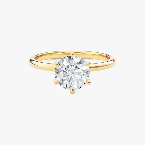 18K Solid Gold 1.00 CT Round Cut Lab Grown Diamond Solitaire Engagement Ring | Riyanika Jewels
