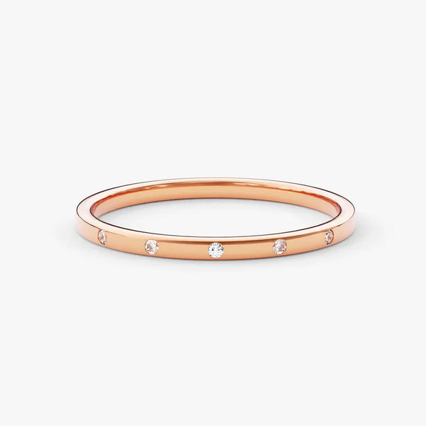 14K 1ct Natural Diamond Round Cut Wedding Band