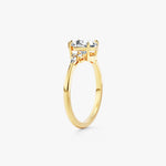 18K Solid Gold 1.00 CT Oval Cut Lab Grown Diamond Cluster Accent Engagement Ring - Close Up
