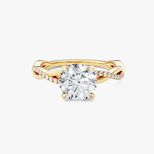 18K Solid Gold 2.00 CT Round Cut Twisted Natural Diamond Engagement Ring with Sidestones | Riyanika Jewels