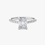 18K Solid Gold 1.00 CT Radiant Cut Natural Diamond Engagement Ring with Pave Set Side stones - Side View | Riyanika Jewels