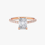 18K Solid Gold 2.00 CT Radiant Cut Natural Diamond Engagement Ring with Pave Set Side stones - Detail | Riyanika Jewels