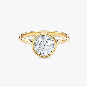 18K Solid Gold 1.00 CT Round Cut Lab Grown Diamond Bezel Engagement Ring | Riyanika Jewels
