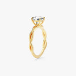 18K Solid Gold 1.00 CT Round Cut Twisted Solitaire Lab Grown Diamond Engagement Ring - Close Up | Riyanika Jewels