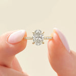 14K 1ct Natural Diamond Oval Cut Side Stone Engagement Ring