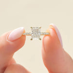 18K Solid Gold 2.00 CT Radiant Cut Natural Diamond Engagement Ring with Pave Set Side - Alternate Angle | Riyanika Jewels