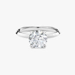 18K Solid Gold 1.00 CT Round Cut Natural Diamond Knife Edge Solitaire Engagement Ring - Side View