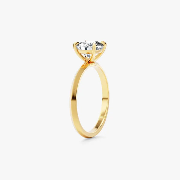 18K Solid Gold 2.00 CT Cushion Cut Lab Grown Diamond Knife Edge Engagement Ring - Side View | Riyanika Jewels