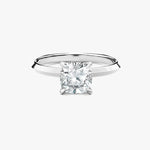 18K Solid Gold 1.00 CT Cushion Cut Lab Grown Diamond Knife Edge Engagement Ring - Side View | Riyanika Jewels
