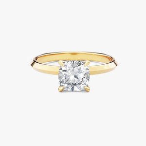 18K Solid Gold 1.00 CT Cushion Cut Lab Grown Diamond Knife Edge Engagement Ring | Riyanika Jewels
