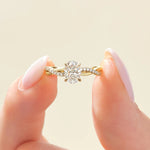 18K Solid Gold 1.00 CT Oval Cut Twisted Lab Grown Diamond Engagement Ring with Pave Set - Side View | Riyanika Jewels