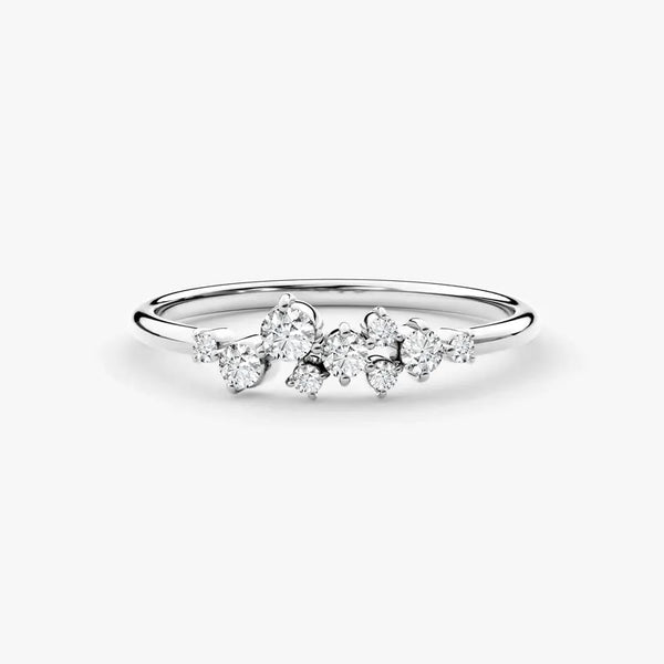 18K Solid Gold 2.00 CT Floating Cluster Natural Diamond Wedding Band - Side View | Riyanika Jewels