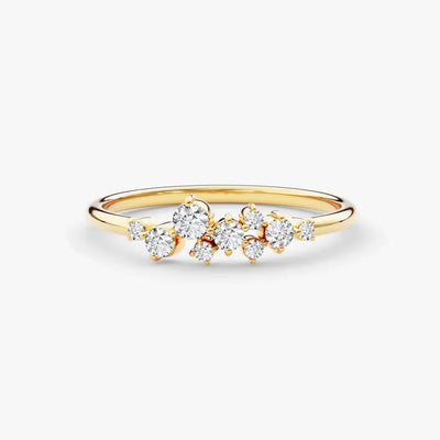 18K Solid Gold 2.00 CT Floating Cluster Lab Grown Diamond Wedding Band | Riyanika Jewels