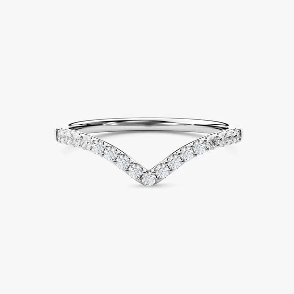 18K Solid Gold 1.00 CT Natural Diamond Alternating Curved Ring - Side View | Riyanika Jewels