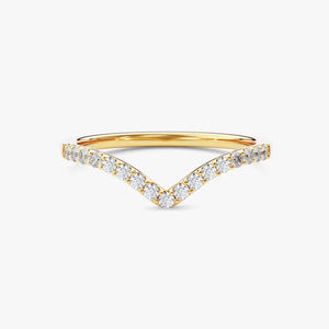 18K Solid Gold 1.00 CT Lab Grown Diamond Alternating Curved Ring | Riyanika Jewels