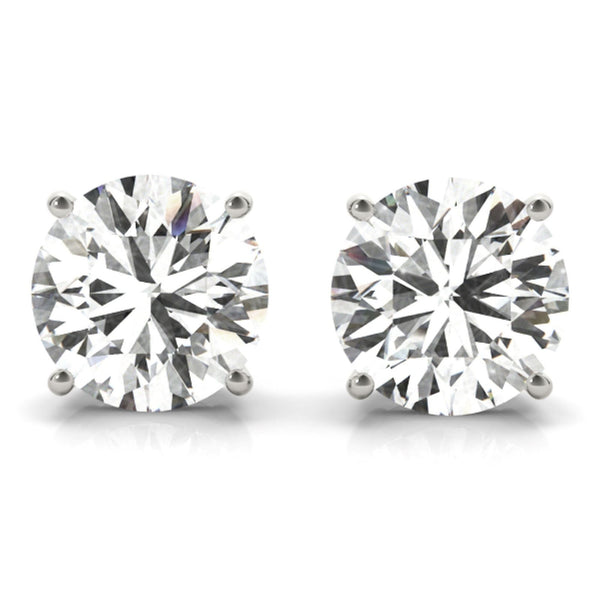 18K Solid Gold 1 CTW Natural Diamond Solitaire Stud Earrings