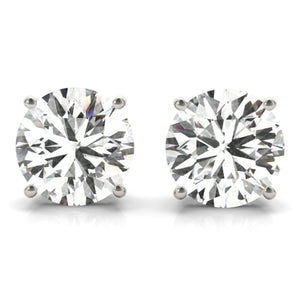 18K Solid Gold 1 CTW Natural Diamond Solitaire Stud Earrings