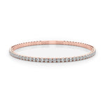 18K Solid Gold 1.00 CTW Natural Diamond Flexi Half Bangle – Stackable Jewelry - Close Up | Riyanika Jewels
