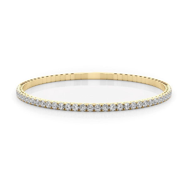 14K Solid Gold Natural Diamond Flexi Bangle