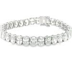 18K Solid Gold 7.00ct Natural Diamond Oval Cut Tennis Bracelet