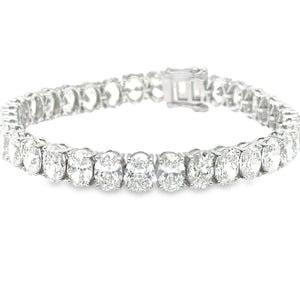 18K Solid Gold 7.00ct Natural Diamond Oval Cut Tennis Bracelet