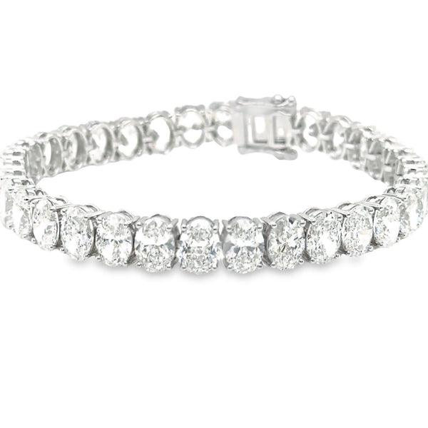 18K Solid Gold 7.00ct Natural Diamond Oval Cut Tennis Bracelet