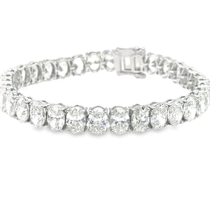 14K 7ct Natural Diamond Oval Cut Tennis Bracelet