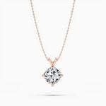 18K Solid Gold Lab Grown Diamond Cushion Cut Solitaire Necklace – 2.00 Ct Pendant for - Alternate Angle | Riyanika Jewels