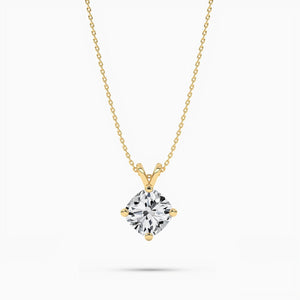 14K 2ct Natural Diamond Cushion Cut Solitaire Pendant