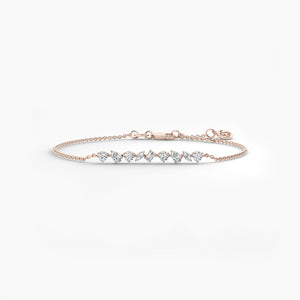 18K Solid Gold Natural Diamond Multi-Shape Bracelet