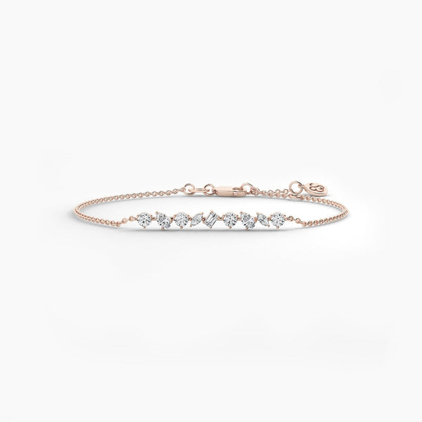 14K Solid Gold Multi-Shape Natural Diamond Bracelet
