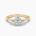 18K Solid Gold 1ct Natural Diamond Three Stone Engagement Ring