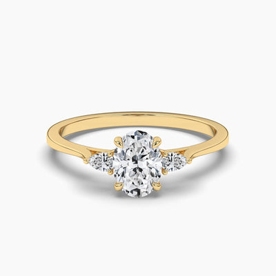 14K 1ct Lab Grown Diamond Oval Cut Three Stone Engagement Ring