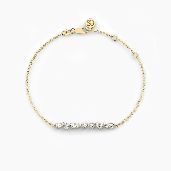 14K Solid Gold Multi-Shape Natural Diamond Bracelet