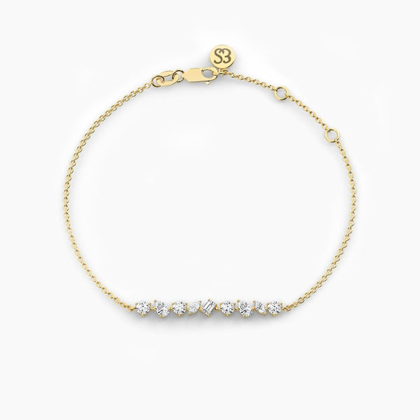 18K Solid Gold Multi-Shape Natural Diamond Bracelet - Side View | Riyanika Jewels
