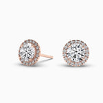 14K Lab Grown Diamond Round Cut Halo Stud Earrings