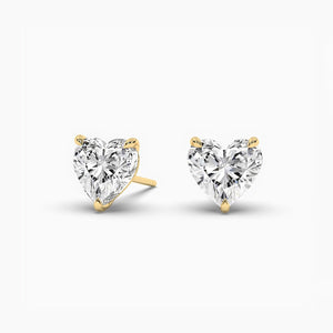 18K Solid Gold Natural Diamond Heart Cut Solitaire Stud Earrings – Perfect Gift for Her