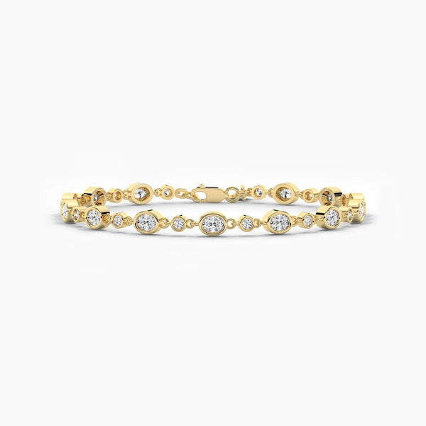 14K Natural Diamond Oval Cut Tennis Bracelet