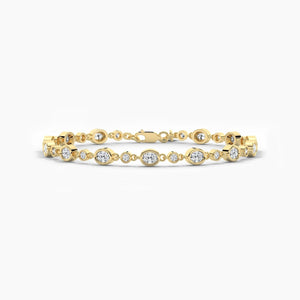 14K Natural Diamond Oval Cut Tennis Bracelet