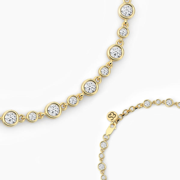 18K Solid Gold Lab Grown Diamond Round Cut Tennis Bracelet – Delicate Stacking Wedding Gift - Side View | Riyanika Jewels