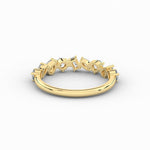 18K Solid Gold Lab Grown Diamond Multi-Shape Half Eternity Band – Unique Cluster Wedding Ring - Side View | Riyanika Jewels